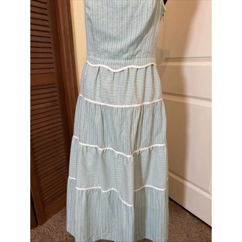 Adelyn Rae Cotton Tiered Maxi Dress Aqua Size Small - Picture 2 of 9